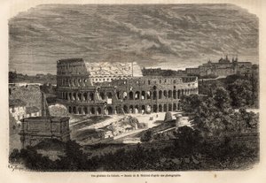Vue générale du Colisée, à Rome, amphithéâtre Flavien achevé en 80, sous le règne de l