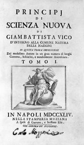 Giambattista Vico. Aussi appelé Giovanni, Gian Battista, Jean Baptiste ou Jean-Baptiste. Frontispice de « La Scienza Nuova » - Unknown artist