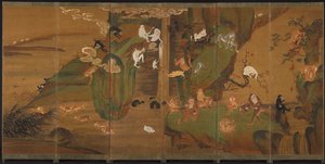 Gibbons dans un paysage - Unknown artist