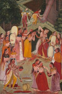 Filles se pulvérisant à Holi - Unknown artist