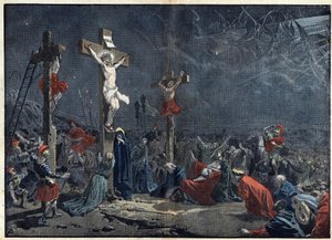 Vendredi Saint : crucifixion de Jésus-Christ. Illustration dans "Le Pèlerin" du 3 avril - Unknown artist