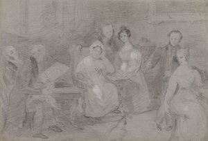 Groupe de figures, avec un homme peignant à l