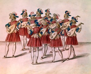 Groupe de musiciens jouant du luth - Unknown artist