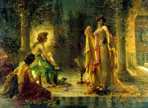 Scène de harem. Chromolithographie du 19ème siècle.