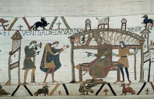 Harold, de retour en Angleterre, après son ambassade chez le duc Guillaume le Conquérant, raconte son voyage au roi Édouard le Confesseur (détail) - Unknown artist