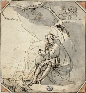 Saint ermite dans une grotte - Unknown artist