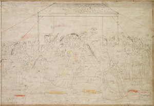 Dieu hindou Krishna habillé en vêtements de femme pour le festival de printemps Holi - Unknown artist