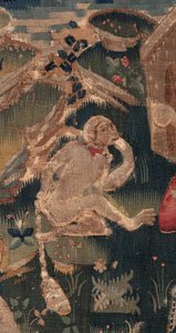 Histoire de Saint Piat et Saint Éleuthère, Scène 12 : La résurrection de la fille du tribun (Comment Jésus-Christ réclama le bon saint et ressuscita par chy la fille de tribun présent son père et le commun). (détail) - Unknown artist
