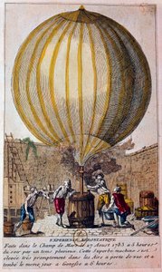 Histoire des ballons : expérience aérostatique réalisée au Champ de Mars à Paris le 27/08/1783 : le ballon est rempli de gaz hydrogène par Jacques Charles (1746-1823) - Unknown artist