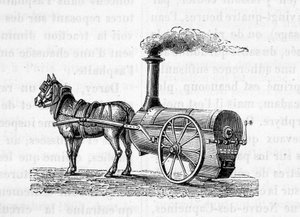 Cheval tirant une machine à vapeur - dans « Les Merveilles de l