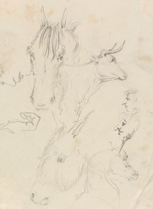Chevaux, vache et hommes - Unknown artist
