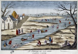 Patinage sur glace à Gentilly - gravure - Unknown artist