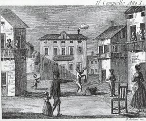 Il Campiello Acte I - Carlo Goldoni (1707-1793) - Gravure du 18ème siècle - Unknown artist