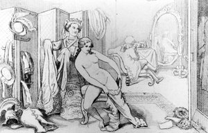Illustration représentant Casanova et une femme nue