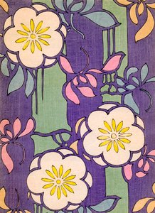 Illustration de fleurs sur un fond lavande et vert