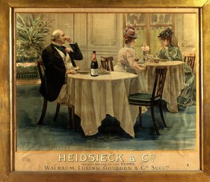 Dans un restaurant - Affiche publicitaire pour le Champagne Heidsieck, fin du XIXe siècle - Unknown artist
