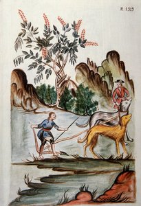 Indiens labourant un champ avec des chiens, du livre "Trujillo del Perú" ou "Codex Martínez Compañón", par Baltazar Martínez Compañón y Bujanda, évêque de Trujillo (1782-1785) - Unknown artist