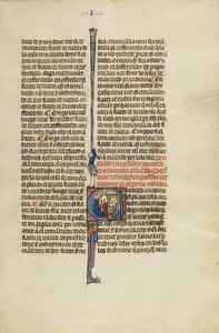 Initiale C : Un juge et un avocat envoient un messager à un homme travaillant sur une enclume - Unknown artist