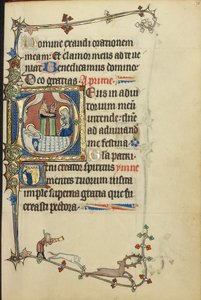 Initiale D : Nativité ; Initiale V : Un moine en prière - Unknown artist