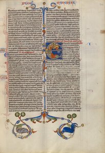 Initiale E : Ezéchiel rêve des symboles des quatre évangélistes