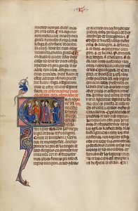 Initiale E : Quatre hommes devant un roi - Unknown artist