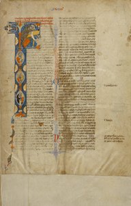 Initial F : Saints Jérôme, Pierre, Paul et Dominique