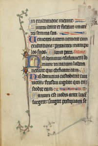 Initial N : Dieu dans les nuages devant une tour - Unknown artist