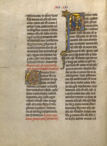 Initial P : Saint Paul remettant un livre à un messager
