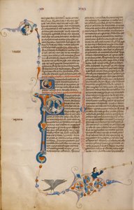 Initial P : Saint Paul donne une lettre à un évêque - Unknown artist