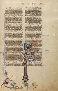 Initial P : Saint Paul donne une lettre à un messager