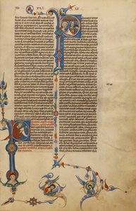 Initiale P : Saint Paul ; Initiale P : Un évêque remettant une lettre à un messager