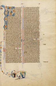 Initial P : Saint Paul avec un évêque et un messager - Unknown artist