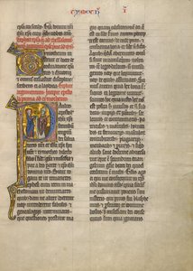 Initial P : Saint Paul avec un livre et un évêque - Unknown artist