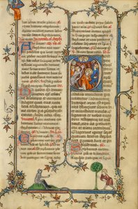 Initial P : La lapidation de Saint Étienne