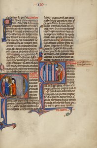 Initial Q : Un homme saluant deux hommes depuis le seuil de sa porte ; Initial Q : Deux hommes se battant devant une maison - Unknown artist