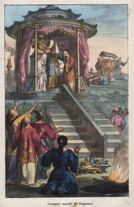 Mariages japonais - Cérémonie de mariage des Japonais - gravure de « Usi e Costumi di Tutti i Popoli dell