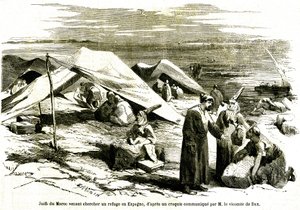 Juifs du Maroc venant se réfugier à Algesiras en Espagne au milieu du 19e siècle (gravure) - Unknown artist