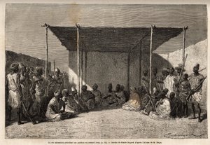 Le roi Ahmadou présidant un conseil ou palabre de l