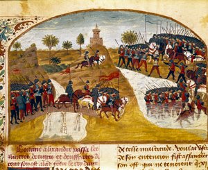 Le roi Alexandre le Grand et son armée traversent le Tigre et l