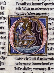 Roi Modreius. Manuscrit : Conquête du Saint Graal, écrit 717 ans après la passion de notre seigneur. Bibliothèque municipale de Rennes, ms. 255 (Collection de romans de la Table Ronde); Paris - Unknown artist