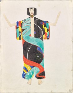 Etude de costume en kimono de pantalon pour la représentation de "Der Mantel der Liebe" de Julius Bittner au Gartentheater de l