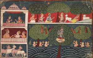 Krishna vole les vêtements des laitières et explique la vertu des arbres, d