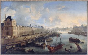 La Grande Galerie du Louvre, le Pont-Neuf, la Cité, le collège des Quatre-Nations - Unknown artist