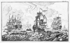 La chasse à la baleine - gravure dans « Classic account of the Arctic whaling industry » par Cornelis Zorgdrager - Unknown artist