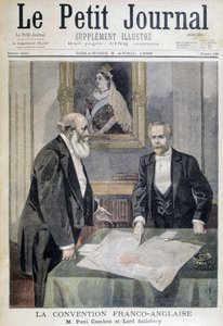 La convention franco-anglaise : M. Paul Cambon et Lord Salisbury - dans « Le Petit Journal » du 09/04/1899