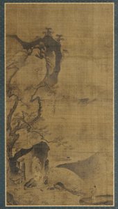 Paysage : montagnes et eau ; une figure sous un pin - Unknown artist