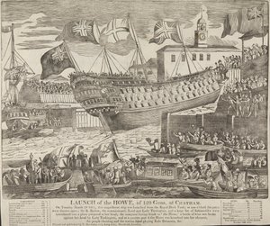 Lancement du Howe, de 120 canons, à Chatham - Unknown artist