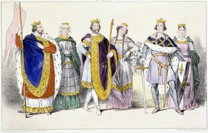 Les Capétiens : Louis VI Le Gros (1081-1137) et Adélaïde de Savoie (ca. 1100-1154), Louis VII Le Jeune (1120-1180) et Adèle de Champagne (ou Blois) (ca. 1140-1206), Philippe II dit Philippe Auguste (1165-1223) et Isabelle de Hainaut (1170-1190) - Planche - Unknown artist