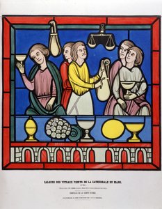 Les changeurs du Mans - Vitrail peint de la Cathédrale du Mans