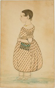 Petite Fille avec Sac à Carreaux de Profil à Gauche - Unknown artist